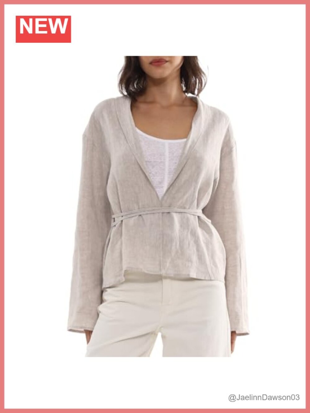 100% Linen Open Front Cardigan Lightweight Kimono Tie Belt